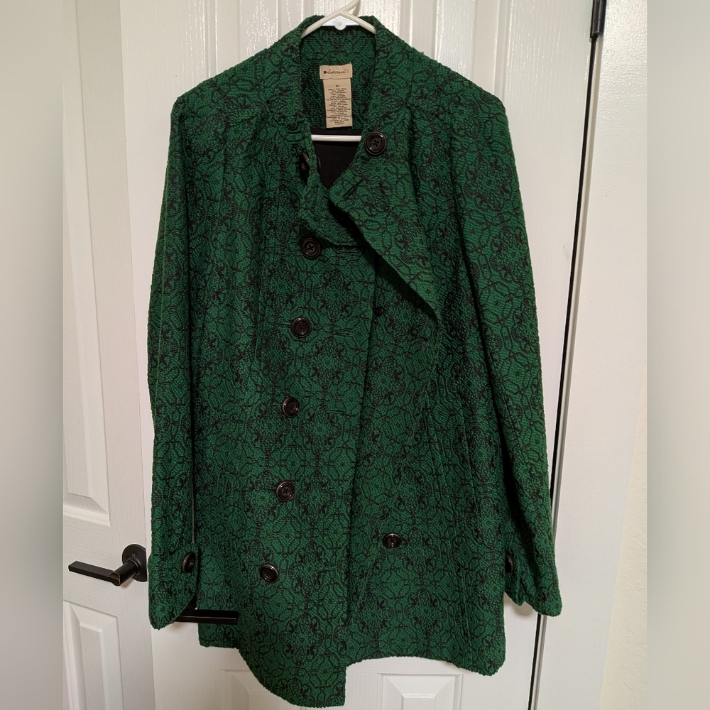 Anthropology Green Patterned Women's Coat